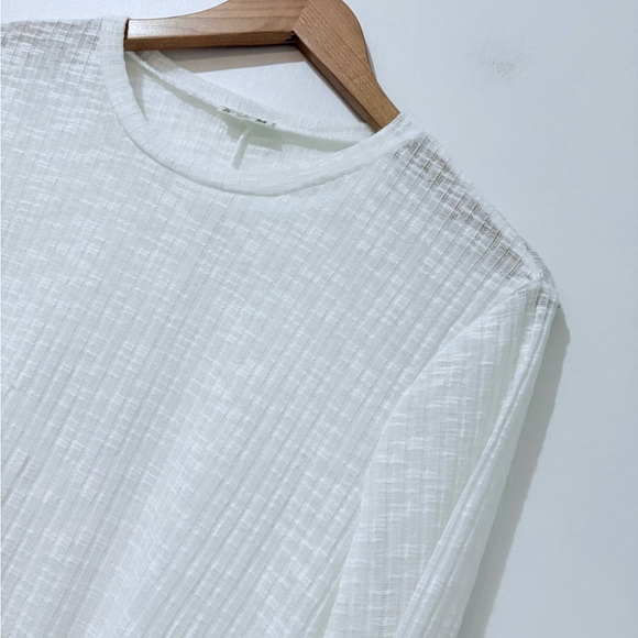 Free People Intimately Free Aura White Semi Sheer Long Sleeve Crewneck Top XL - Picture 2 of 6